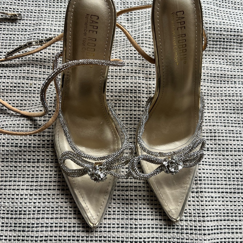 Gold Lace up Bling Women's Heels